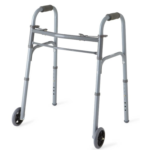 Youth Two-Button Folding Walker with 5" Wheels
