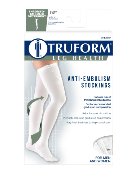 Anti-Embolism Stockings (TED Hose) Thigh Length Closed Toe White